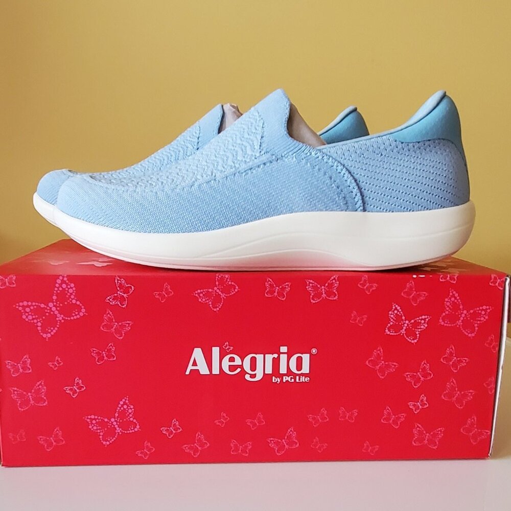 NEW Alegria Women's Steadie Baby Blue Slip-ons